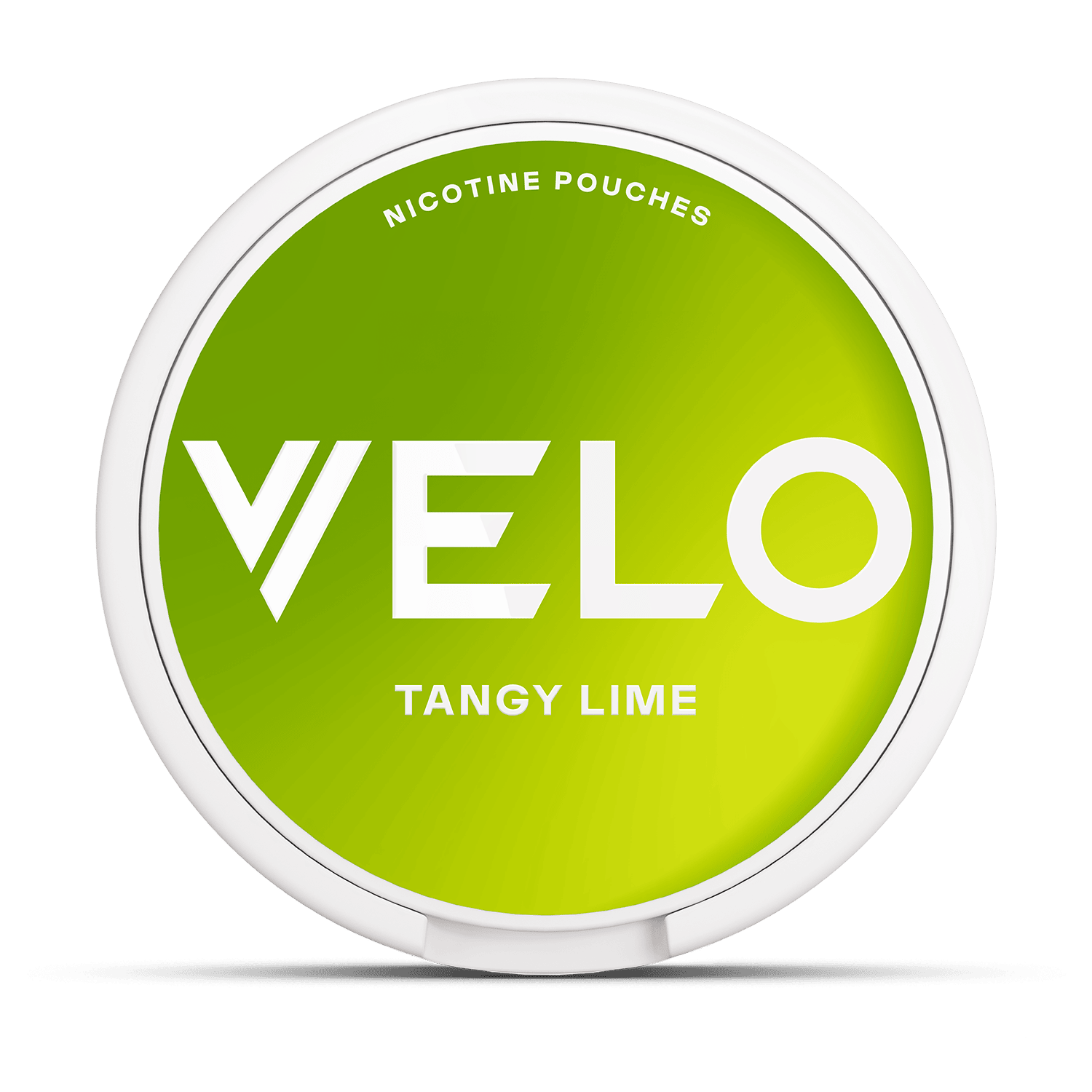 Un círculo verde y blanco con texto en blanco, inspirado en Tangy Lime de VELO con sus vibrantes tonos lima y toques de nicotina afrutada.